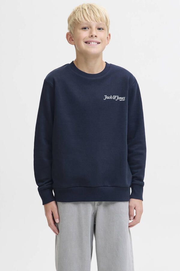 JACK & JONES JUNIOR sweater met backprint donkerblauw