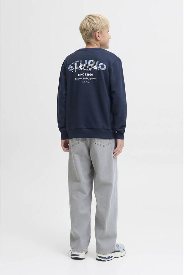 JACK & JONES JUNIOR sweater met backprint donkerblauw - Foto 3