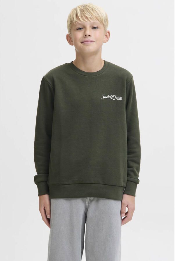 JACK & JONES JUNIOR sweater met backprint donkergroen