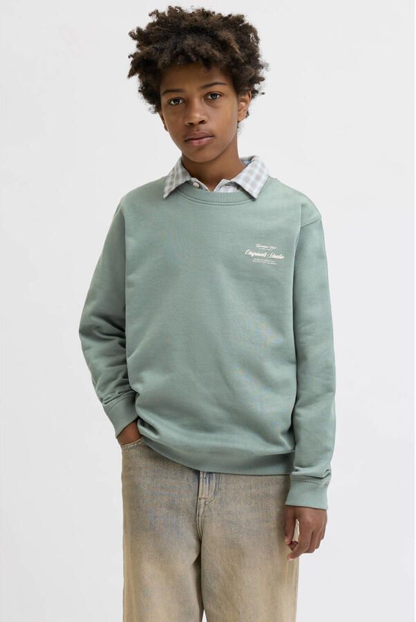 JACK & JONES JUNIOR sweater met backprint groen