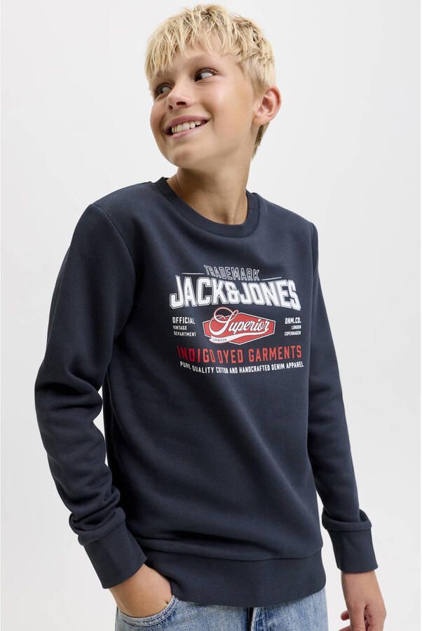 JACK & JONES JUNIOR sweater met logo donkerblauw Logo - Foto 3