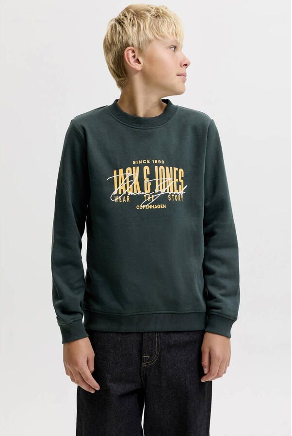 JACK & JONES JUNIOR sweater met logo donkergroen