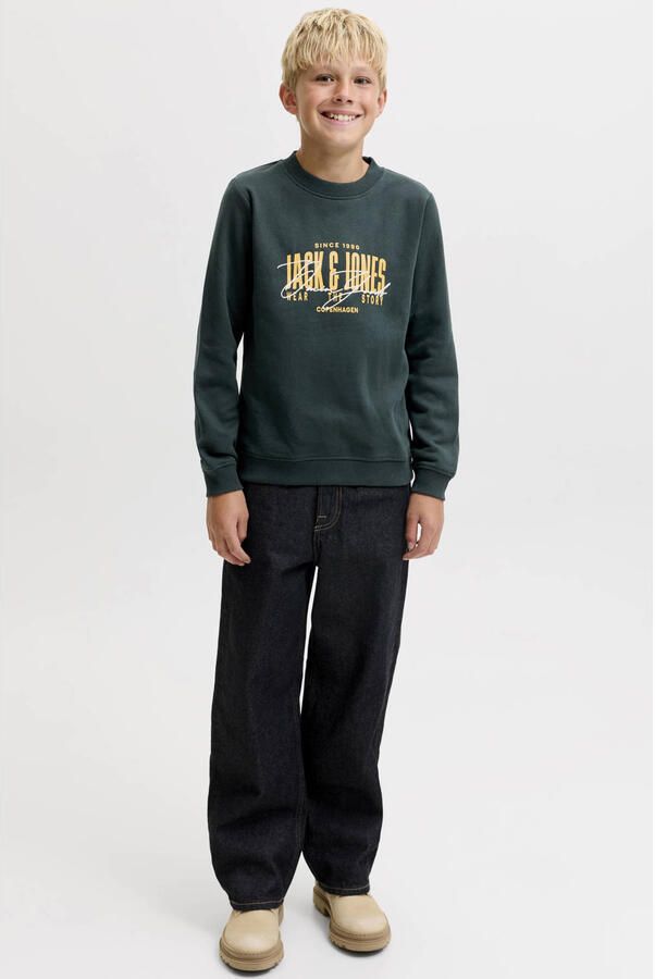 JACK & JONES JUNIOR sweater met logo donkergroen - Foto 2