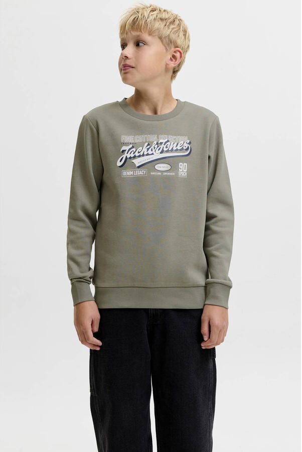 JACK & JONES JUNIOR sweater met logo grijsgroen