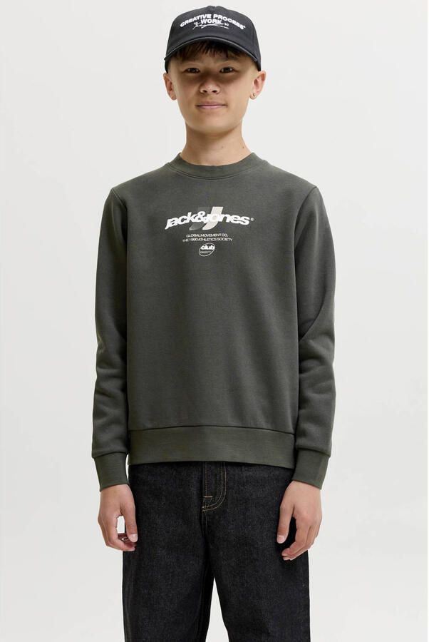 JACK & JONES JUNIOR sweater met logo kaki