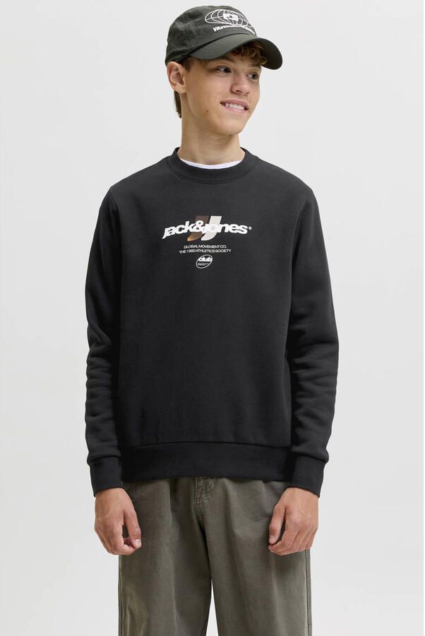 JACK & JONES JUNIOR sweater met logo zwart