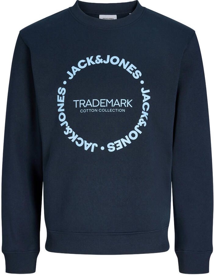 JACK & JONES JUNIOR sweater met tekst donkerblauw