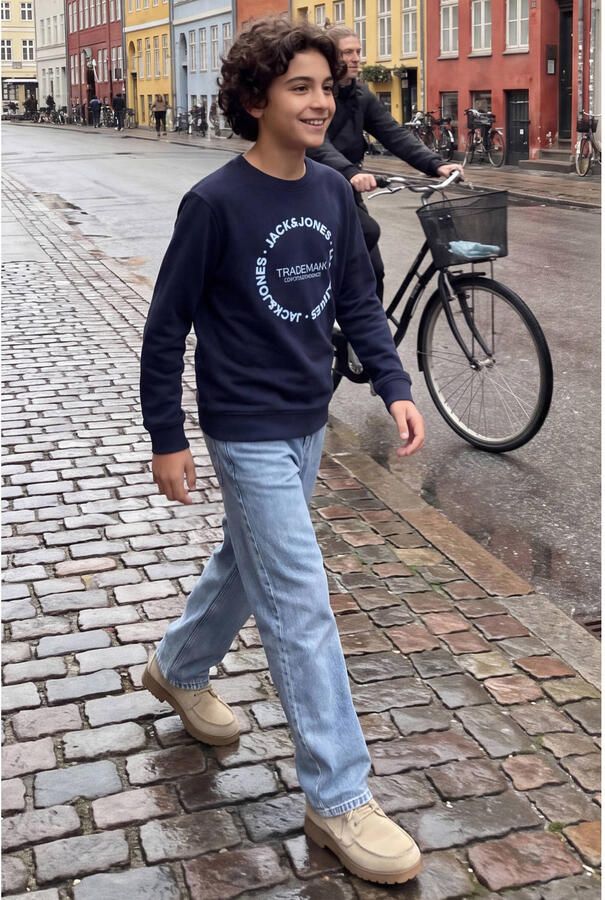 JACK & JONES JUNIOR sweater met tekst donkerblauw Tekst