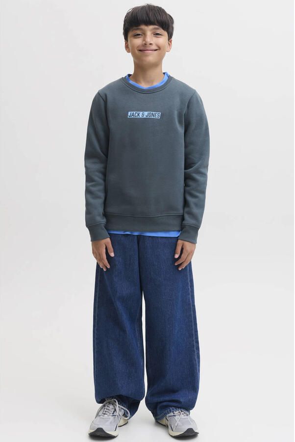 JACK & JONES JUNIOR sweater met tekst grijsblauw - Foto 2