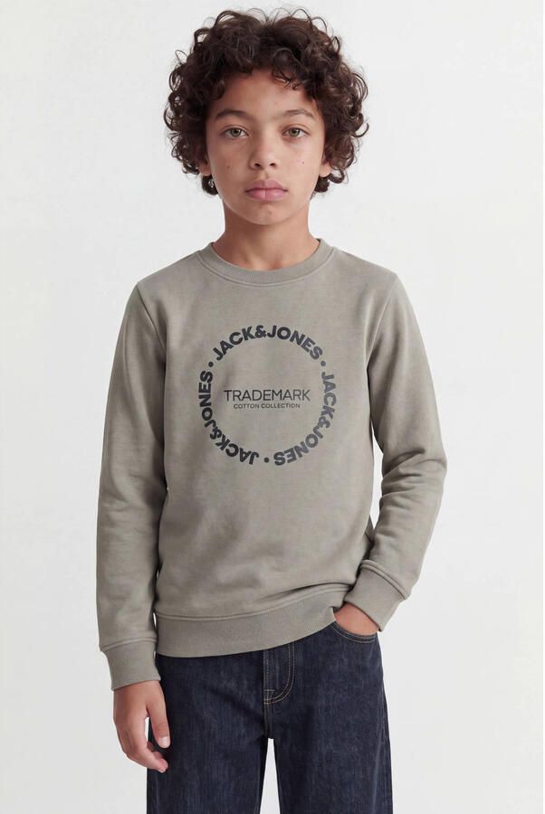 JACK & JONES JUNIOR sweater met tekst groen
