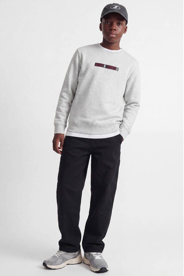 JACK & JONES JUNIOR sweater met tekst lichtgrijs Effen - Foto 2