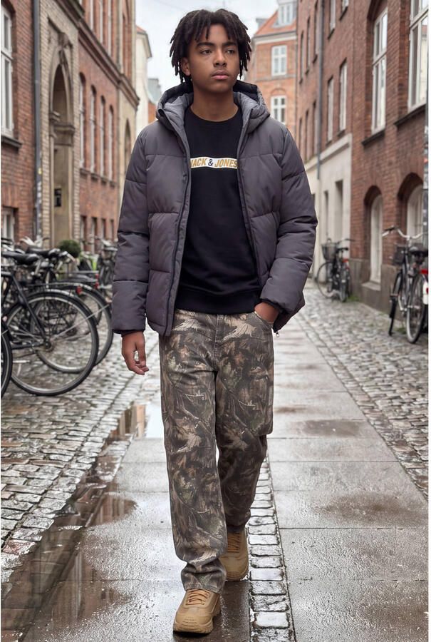 JACK & JONES JUNIOR sweater met tekst zwart Effen - Foto 2