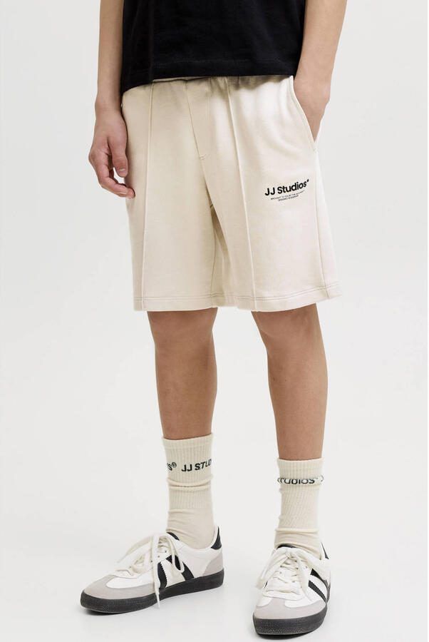 JACK & JONES JUNIOR sweatshort beige Korte broek Logo