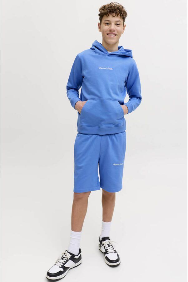 JACK & JONES JUNIOR sweatshort blauw Korte broek Jongens Katoen Tekst - Foto 2