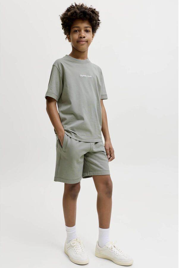 JACK & JONES JUNIOR sweatshort groen Korte broek Jongens Katoen Tekst - Foto 2