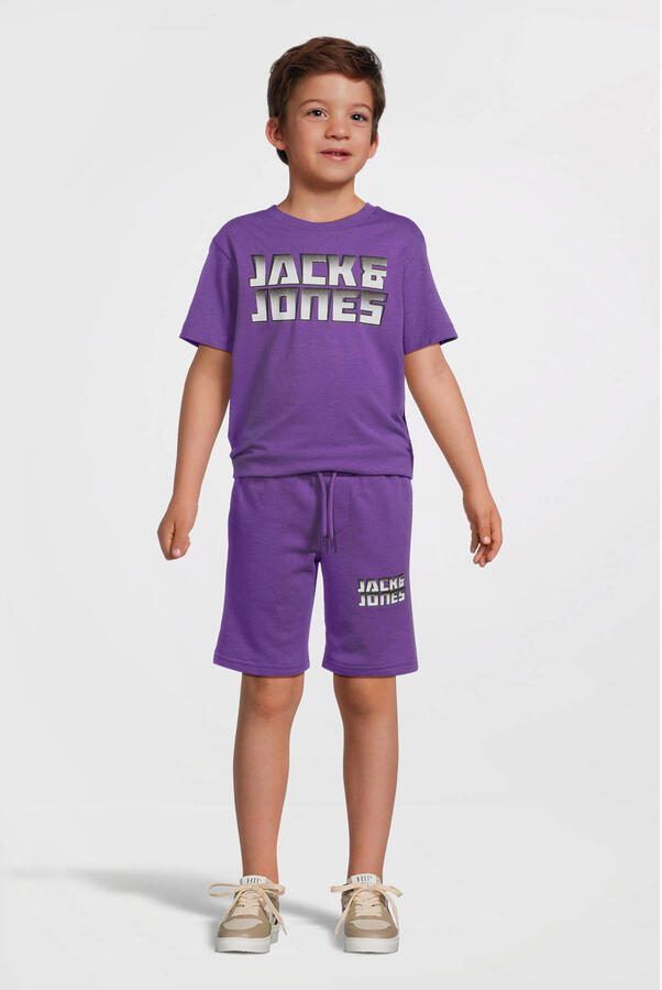 Jack & jones JUNIOR sweatshort JPSTKAPPER met logo paars Korte broek Logo 128 - Foto 3