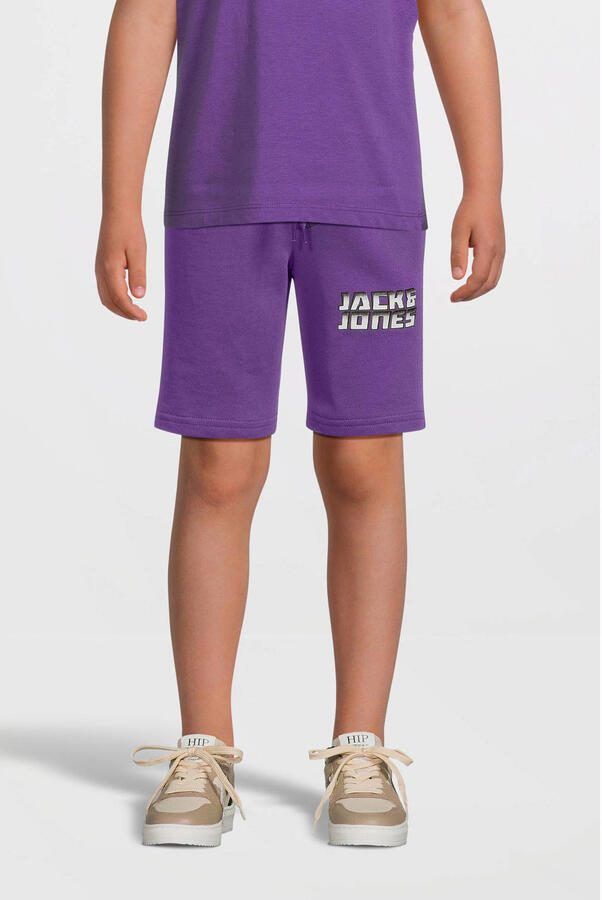 Jack & jones JUNIOR sweatshort JPSTKAPPER met logo paars Korte broek Logo 128 - Foto 5