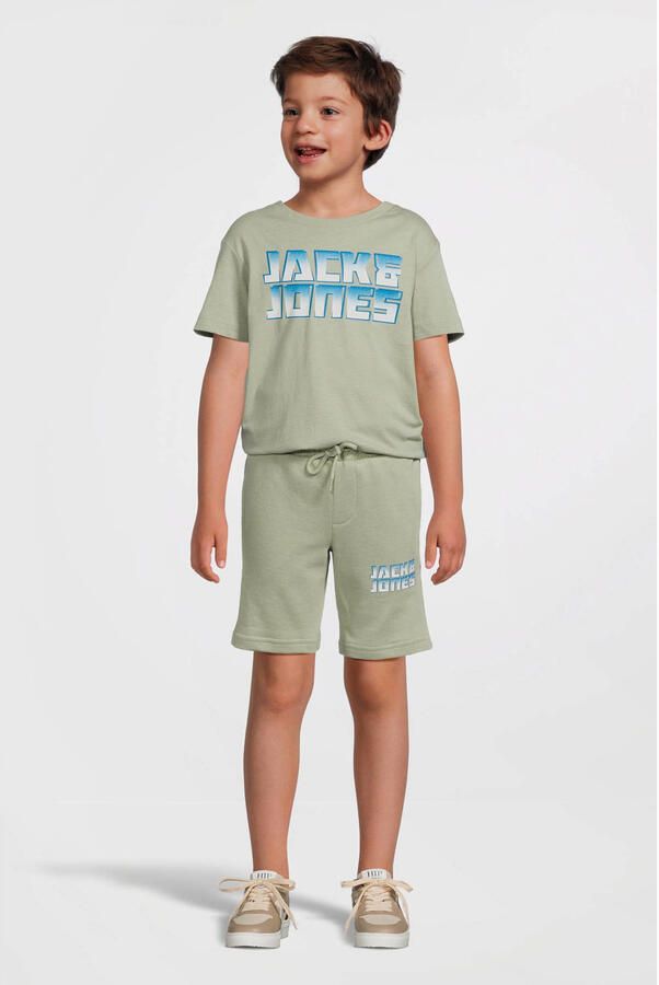 Jack & jones JUNIOR sweatshort JPSTKAPPER met logo saliegroen Korte broek 176 - Foto 3