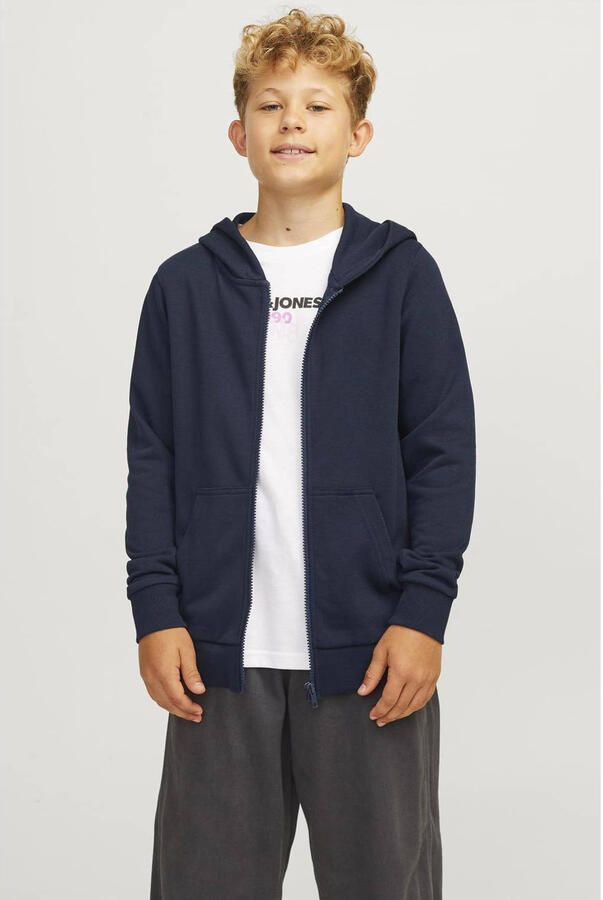 Jack & jones JUNIOR sweatvest JJEBRADLEY donkerblauw Jongens Polyester Capuchon 152 - Foto 2