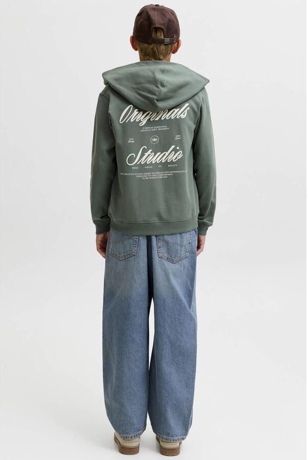 JACK & JONES JUNIOR sweatvest met backprint groen - Foto 3