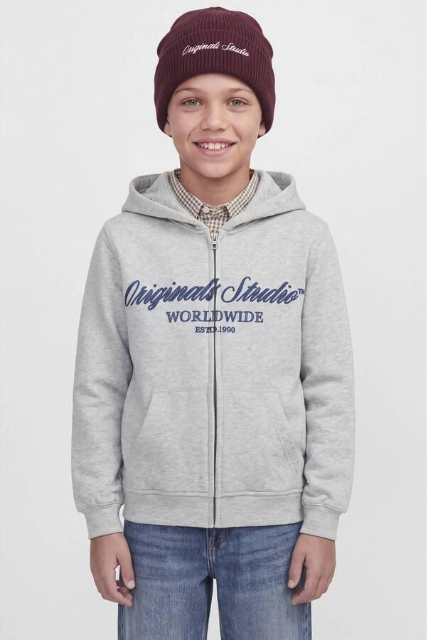 JACK & JONES JUNIOR sweatvest met logo grijs Logo