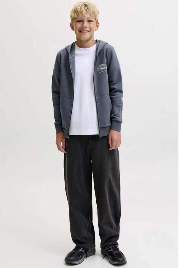 JACK & JONES JUNIOR sweatvest met print grijsblauw - Foto 3