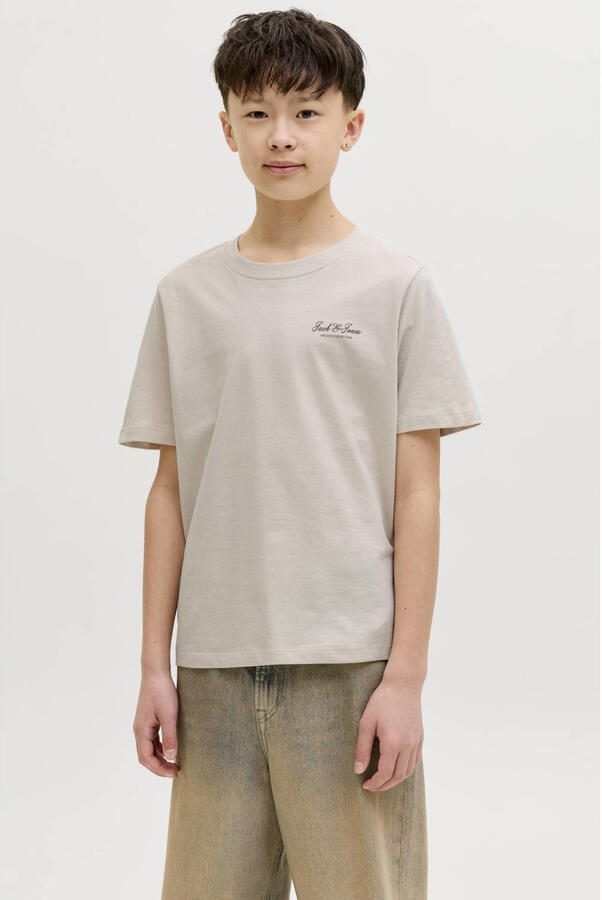 JACK & JONES JUNIOR T-shirt beige Jongens Katoen Ronde hals Effen