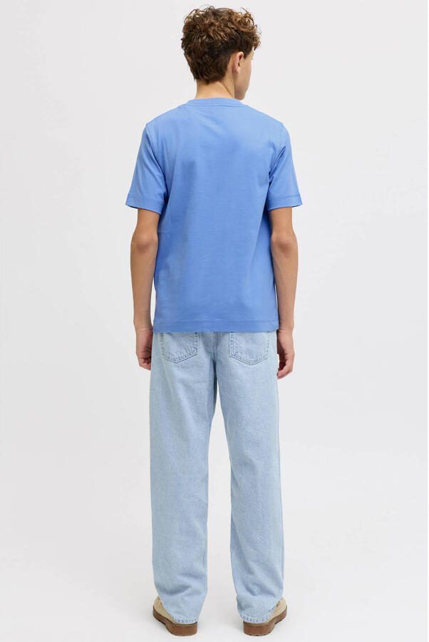 JACK & JONES JUNIOR T-shirt blauw Jongens Katoen Ronde hals Tekst - Foto 2
