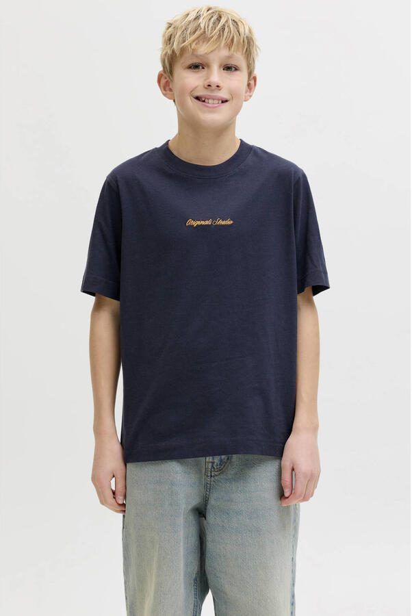 JACK & JONES JUNIOR T-shirt Blauw Jongens Katoen Ronde hals Tekst
