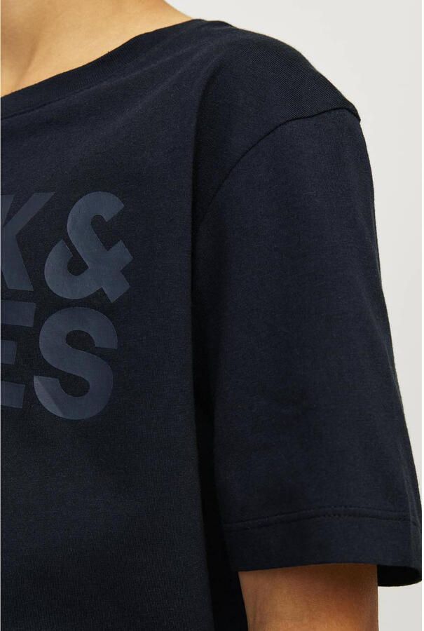 Jack & jones JUNIOR T-shirt JJECORP met tekst marine Blauw Jongens Katoen Ronde hals 128 - Foto 4
