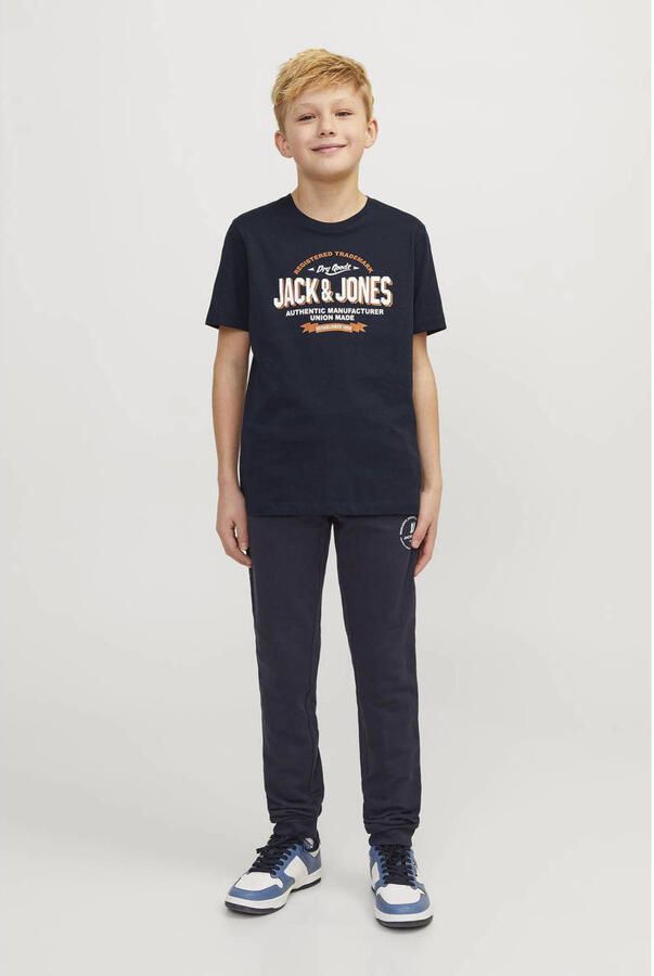 Jack & jones JUNIOR T-shirt JJELOGO met logo warmrood Blauw Jongens Katoen Ronde hals 152 - Foto 3