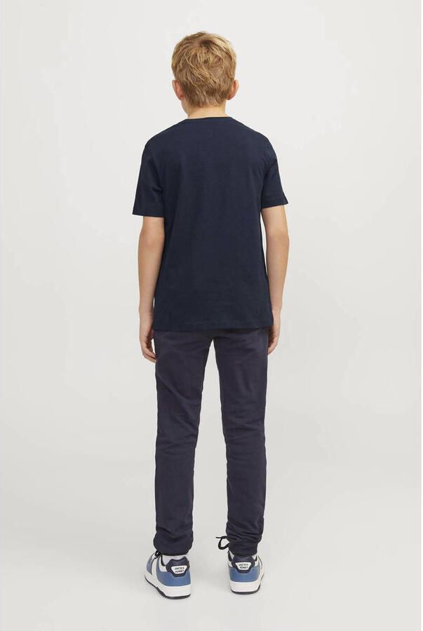 Jack & jones JUNIOR T-shirt JJELOGO met logo warmrood Blauw Jongens Katoen Ronde hals 140