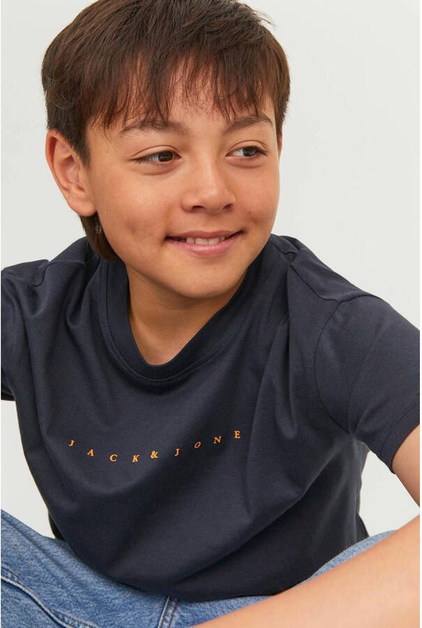 Jack & jones JUNIOR T-shirt JJESTAR met logo donkerblauw Katoen Ronde hals 128 - Foto 3