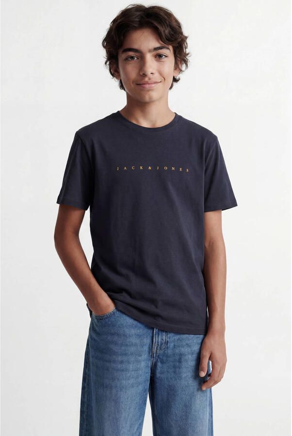 Jack & jones JUNIOR T-shirt JJESTAR met logo donkerblauw Jongens Katoen Ronde hals 140 - Foto 5