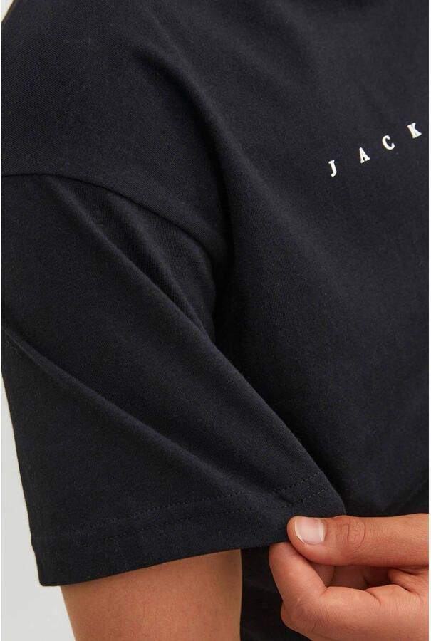 Jack & jones JUNIOR T-shirt JJESTAR met logo zwart Jongens Katoen Ronde hals 128