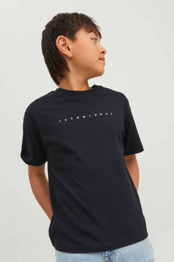 Jack & jones JUNIOR T-shirt JJESTAR met logo zwart Jongens Katoen Ronde hals 152 - Foto 2