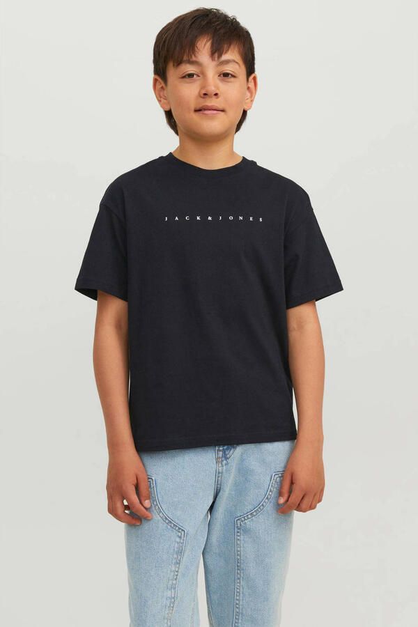 Jack & jones JUNIOR T-shirt JJESTAR met logo zwart Katoen Ronde hals 140 - Foto 2
