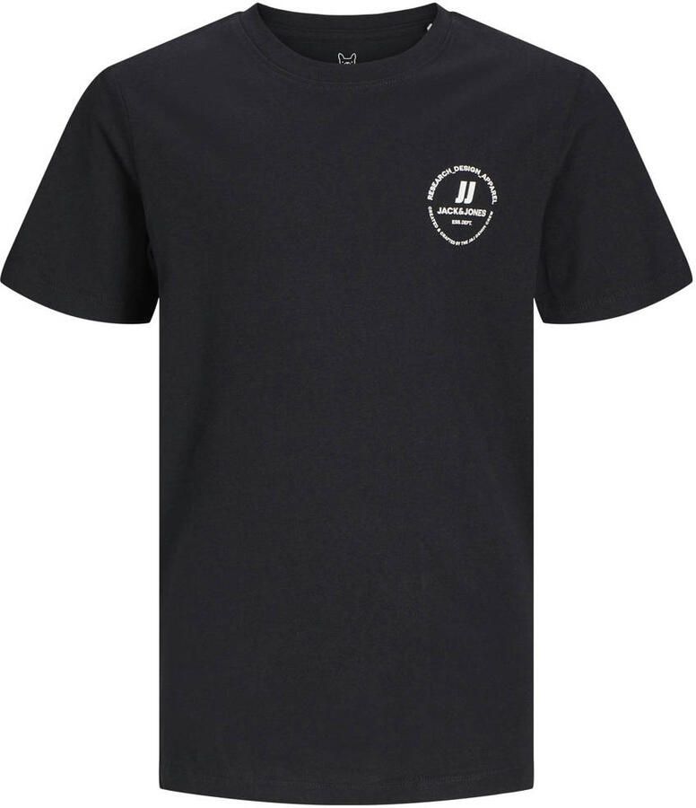 Jack & jones JUNIOR T-shirt JJESWIFT met printopdruk wit Zwart Jongens Katoen Ronde hals 128