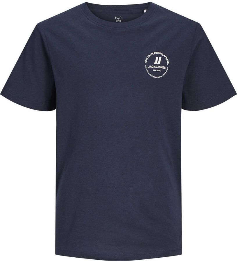 Jack & jones JUNIOR T-shirt JJESWIFT met printopdruk wit Blauw Jongens Katoen Ronde hals 128