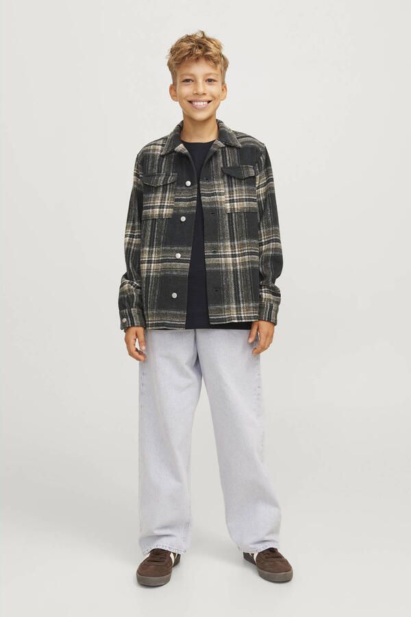 Jack & jones JUNIOR T-shirt JJESWIFT met printopdruk wit Zwart Jongens Katoen Ronde hals 128