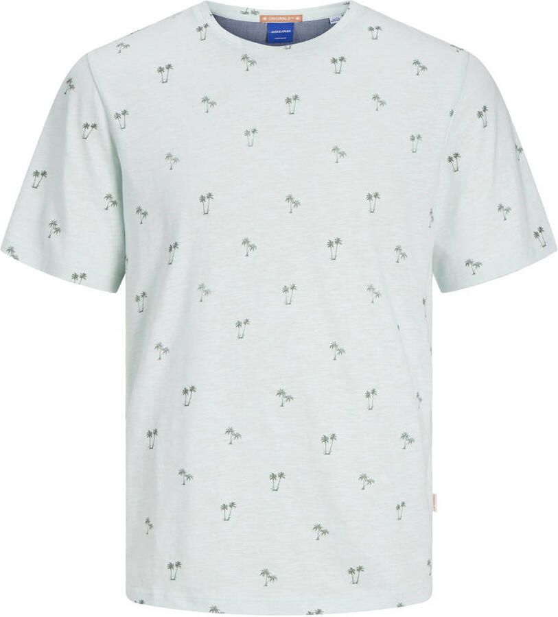 Jack & jones JUNIOR T-shirt JORPALM met all over print lichtblauw blauw Jongens Katoen Ronde hals 128