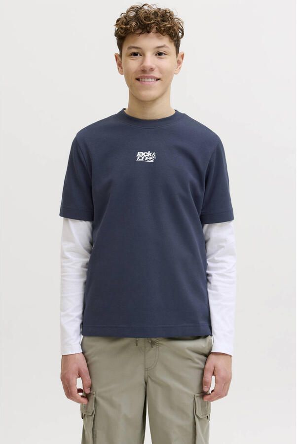 JACK & JONES JUNIOR T-shirt met backprint donkerblauw