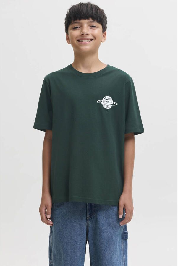 JACK & JONES JUNIOR T-shirt met backprint donkergroen