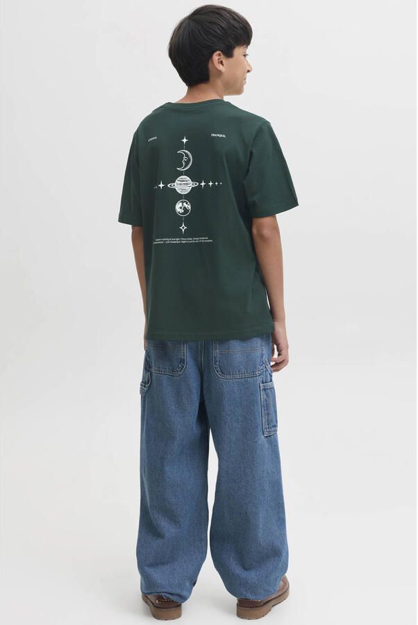JACK & JONES JUNIOR T-shirt met backprint donkergroen - Foto 2