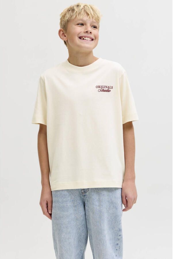JACK & JONES JUNIOR T-shirt met backprint ecru