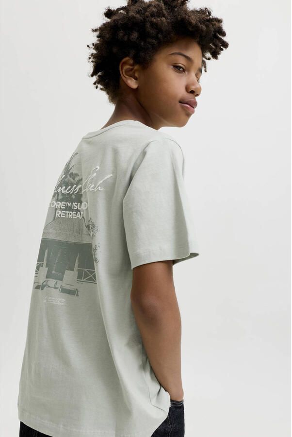 JACK & JONES JUNIOR T-shirt met backprint grijsgroen - Foto 3