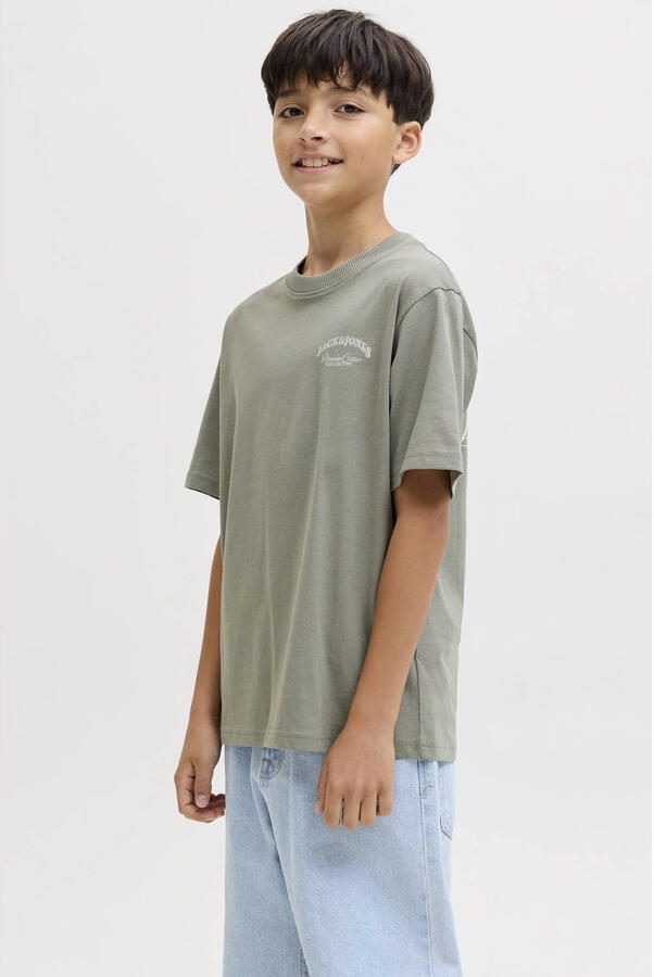 JACK & JONES JUNIOR T-shirt met backprint grijsgroen