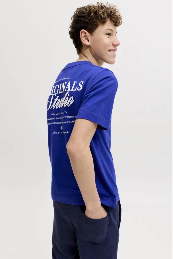 JACK & JONES JUNIOR T-shirt met backprint kobaltblauw - Foto 3