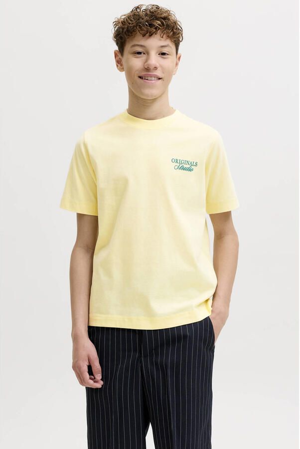 JACK & JONES JUNIOR T-shirt met backprint lichtgeel