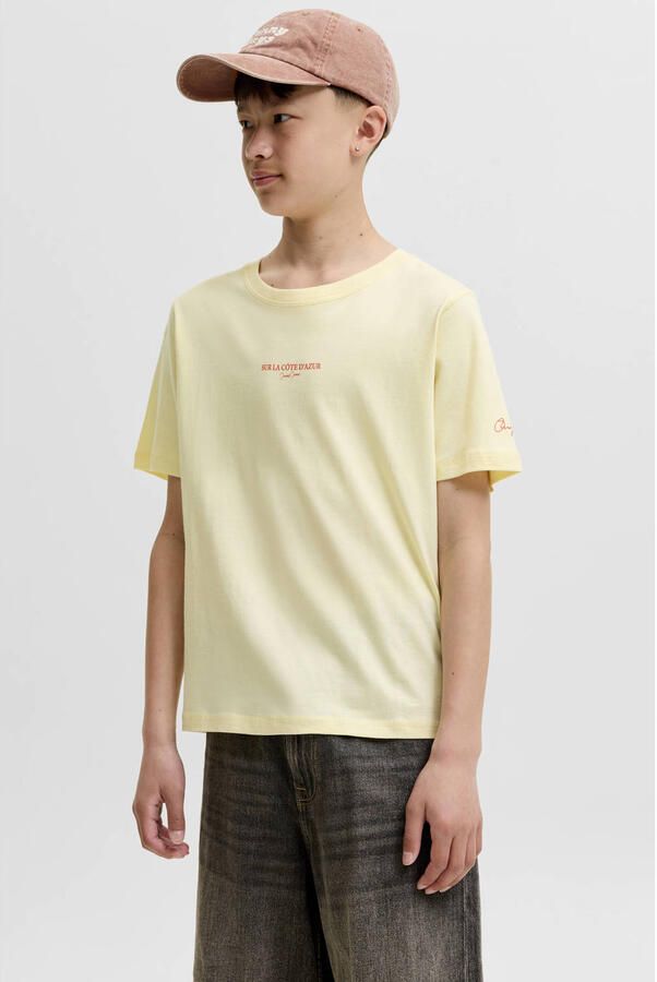 JACK & JONES JUNIOR T-shirt met backprint lichtgeel